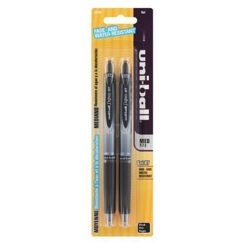 Uni-Ball Signo RT Roller Gel Pens, Medium Point 0.7 mm, Black Ink, 6/Pack