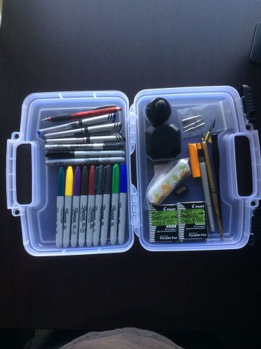 Misc Pens, Art Pencils, Copper Plate Pens, Pilot Parallel,Markers w/ 2 Cases