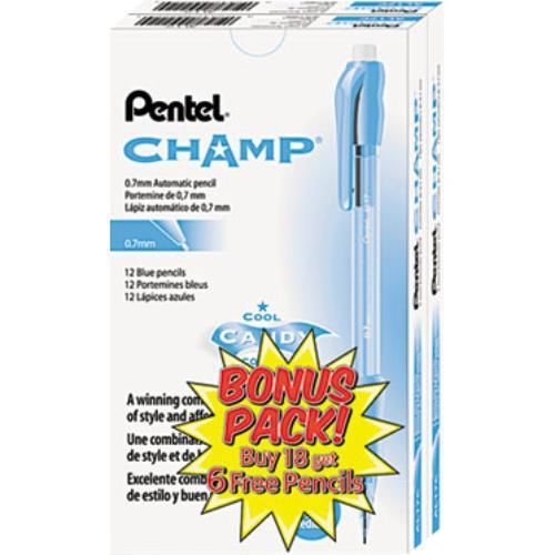 Pentel champ mechanical pencil, 0.7 mm, blue barrel, 24/pack - 0.7 (al17cswus) for sale