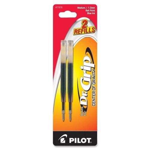 Pilot Dr. Grip Ballpoint Pen Refills, Medium Point, Blue Ink, 6/Pack