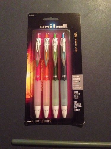 Uni-ball 207 Retractable Medium Point Gel Pens, 4 Colors 1739928