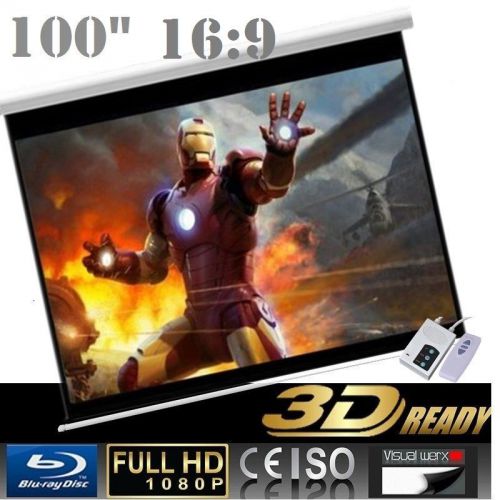 Pro 100&#034; 16:9 Electric Auto Projector Motorized Projection Screen Home theater