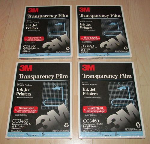 4 NEW Sealed Boxes -200 Sheets- 3M Transparency Film for Ink Jet Printers CG3460