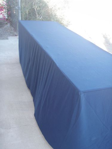 Lot fitted table cover 2x 8&#039; ft. tablecloth blue fire retardant polyester for sale