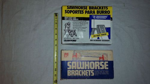 2 Pair Crawford Sawhorse Brackets 1 pair Heavy Duty no. 89 &amp; 1 pair vintage