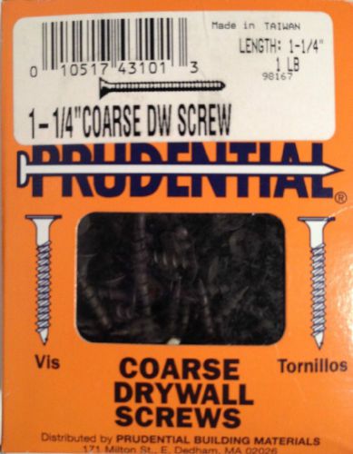1 POUND BOX OF PRUDENTIAL COARSE DRYWALL PHILLIPS SCREWS 1 1/4&#034; DRYWALL NEW