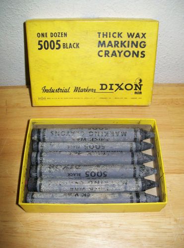 Box of 7 Thick Wax Dixon Industrial Marking Crayons - Black