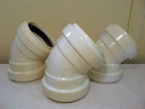 Lot Set 3 PTI Plastic Trends 4&#034; Gasketed 45 Degree 1/8 Bend Elbows ASTM F-1336