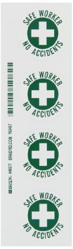 NEW Brady 49577  Hard Hat Emblems  Green on White  Legend &#034;Safe Worker No Accide