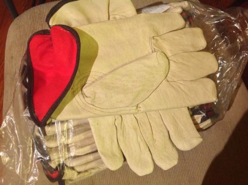 1 Dozen Large Pig Leather Gloves  With Insulation Lining
