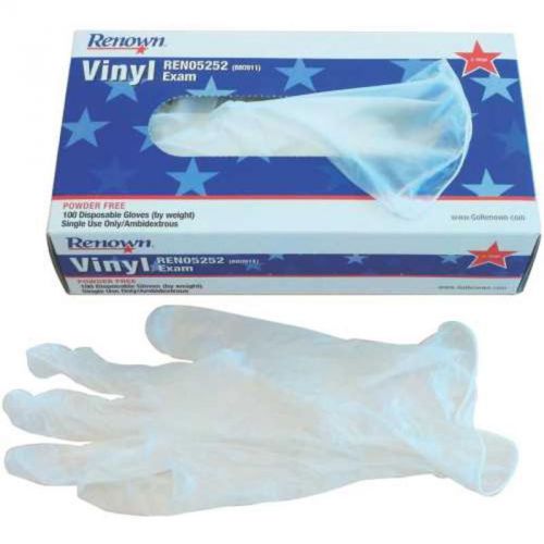 Xl disposable powder free vinyl exam gloves, 100/box renown gloves 880911 for sale