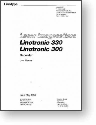 Linotype Linotronic 300 / 330 Laser Imagesetter Manual