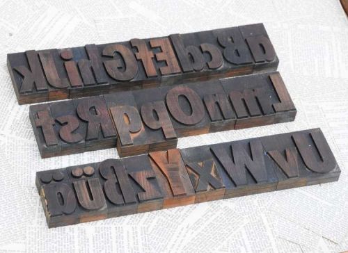 A-Z alphabet 2.83&#034; letterpress wooden printing blocks wood type Vintage shabby