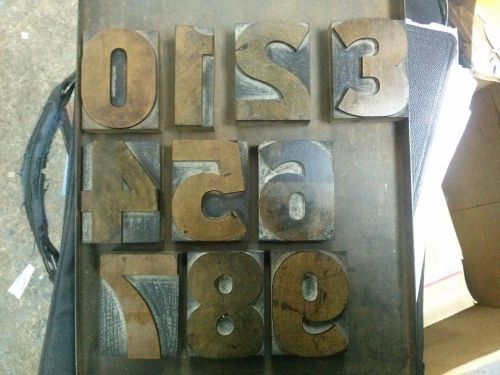 10 Letterpress Numbers Block Wood Wooden Printing Type Vintage Design Large