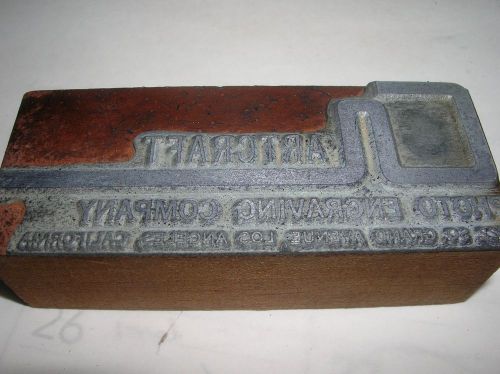 ARTCRAFT Photo Engraving Los Angeles CA  Vintage Wood Block Printing Metal Stamp