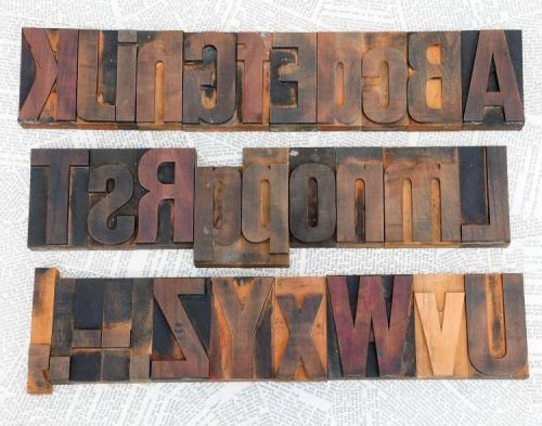 A-Z mixed alphabet letterpress wooden printing blocks wood type Vintage antique