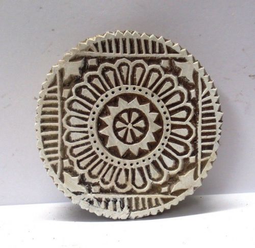 INDIAN WOODEN HAND CARVED TEXTILE PRINTING ON FABRIC BLOCK STAMP ROUND MANDALA