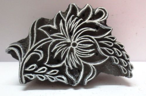INDIAN WOODEN HAND CARVED TEXTILE PRINTING ON FABRIC BLOCK / STAMP DESIGN HOT 49