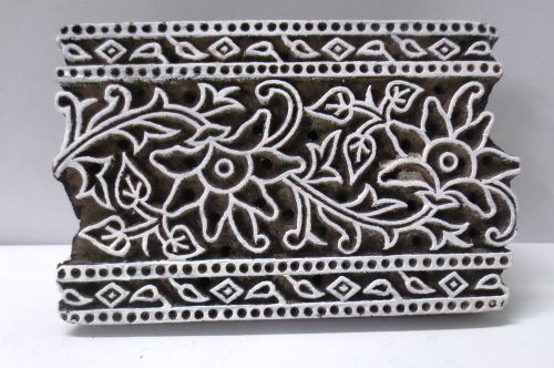 VINTAGE WOODEN HAND CARVED TEXTILE PRINTING ON FABRIC BLOCK STAMP PRINT HOT 306