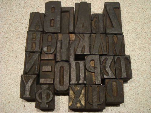 Greece antique Greek alphabet 24 wood letter press printing blocks type fonts -b