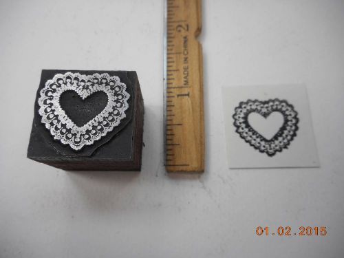 Printing Letterpress Printers Block, Valentine Heart w Lace Like Edges