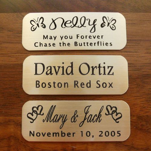 Engraved solid brass plate picture frame art label name tag 2&#034; x 3/4&#034; adhesive for sale