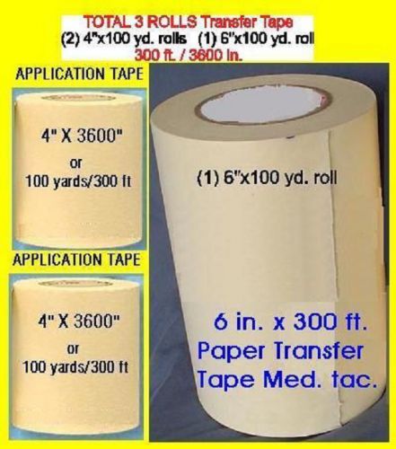 6&#034; 4&#034; 4&#034; rolls application transfer paper tape 300&#039; for vinyl cutter plotter new for sale
