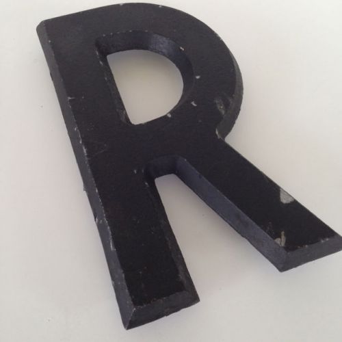 Letter r sign letter 9&#034; metal theatre marquee aluminum vtg industrial salvage for sale
