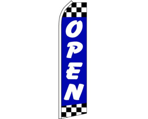 OPEN CHECKERED 11.5ft x 2.5ft Super Flag Sign Advertising  FLAG ONLY