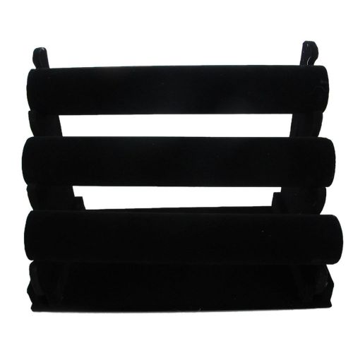 3-Tier Black Velvet Jewelry Bracelet Watch Display Rack Holder