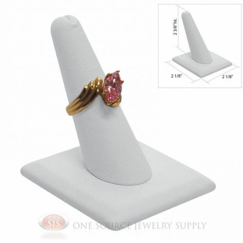2 3/8&#034; Single Finger White Leather Ring Display Jewelry Showcase Presentation