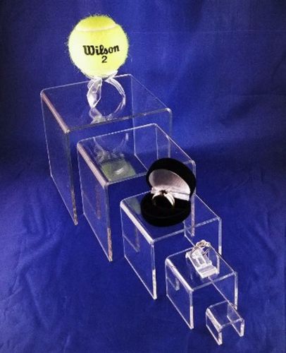 Lot of 5 square  acrylic display risers up to 5 inch for sale