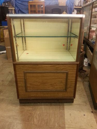 Vintage Display Case with Wooden Bottom and Light