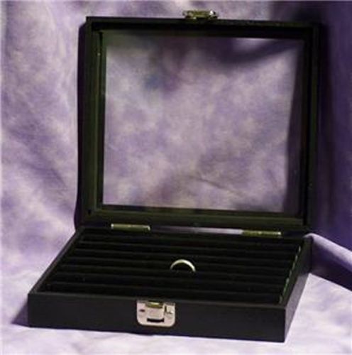 GLASS TOP JEWELRY DISPLAY CASE BOX TUFTED RING INSERT