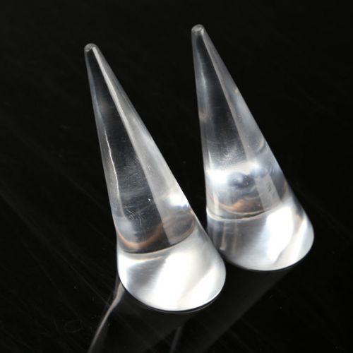 2Pcs Fashion Clear Jewelry Acrylic Display Stand Holder Rack Cone-shaped Rings