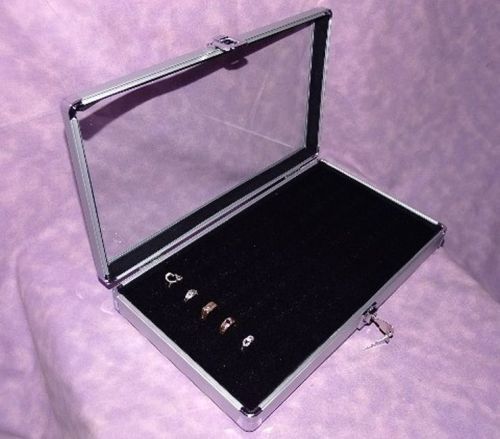 ALUMINUM CASE WITH GLASS WINDOW FOR 144 RINGS