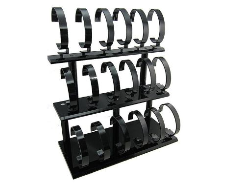 BLACK JEWELRY DISPLAY STAND FOR 18 BRACELETS WATCHES