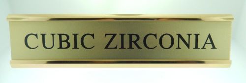 Metal Showcase Sign with Holder ( Cubic Zirconia)   Gold Tone Metal
