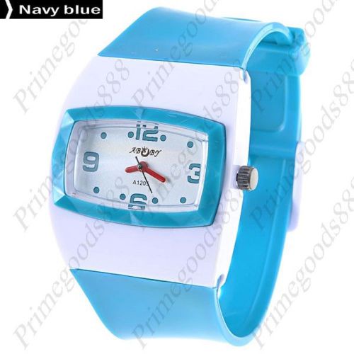 White face plastic strap lady ladies wrist quartz wristwatch women&#039;s navy blue for sale