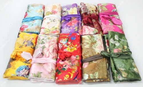 wholesale10pcs Mixed colors  handbag silk Jewelry roll  bags