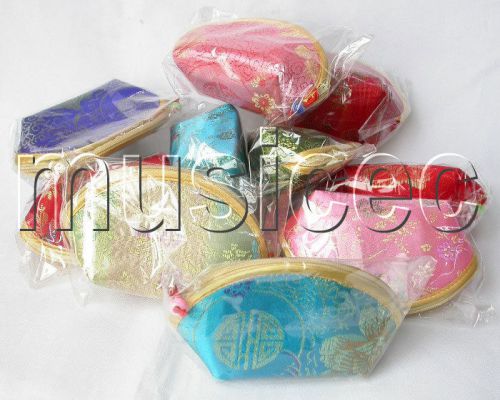 wholesale 10 piece mixed colors silk Jewelry bags purses T137A204