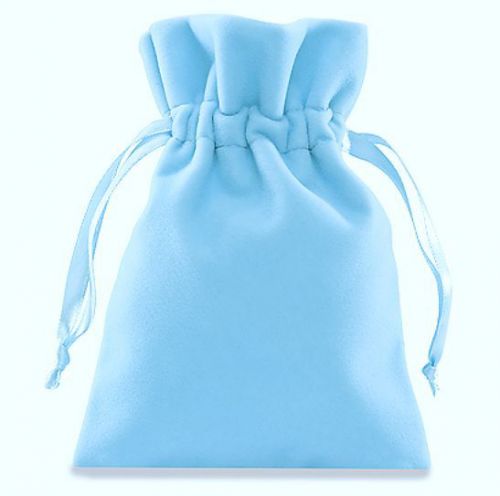 10 PCS Deluxe Plush Velvet Blue Pouches Jewelry Gift Bag W Drawstrings 4 x 5.5&#034;