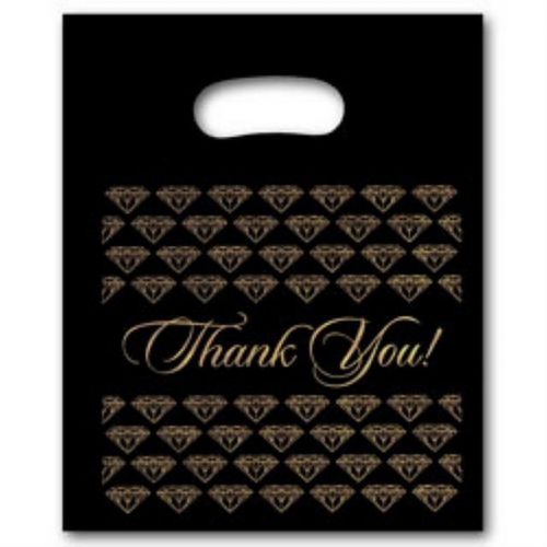 NEW 500 - PLASTIC BLACK jewelry Thank You gift Bag (Sm.)