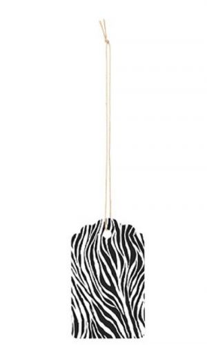 100 big scalloped zebra skin print paper price strung tags 3 1/2 ”h x 2 1/4 ”w for sale