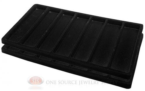 2 Black Insert Tray Liners W/ 7 Slot Each Drawer Organizer Jewelry Displays
