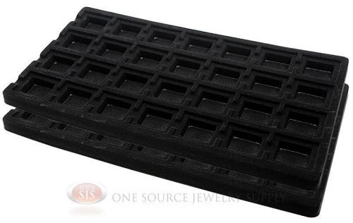 2 Black Insert Tray Liners W/  28 Compartments Drawer Organizer Jewelry Displays