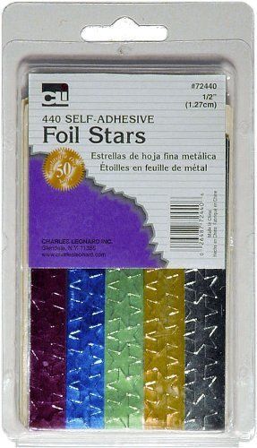 Charles Leonard Labels - Self-Adhesive - Foil Stars - 440/Box, 72440