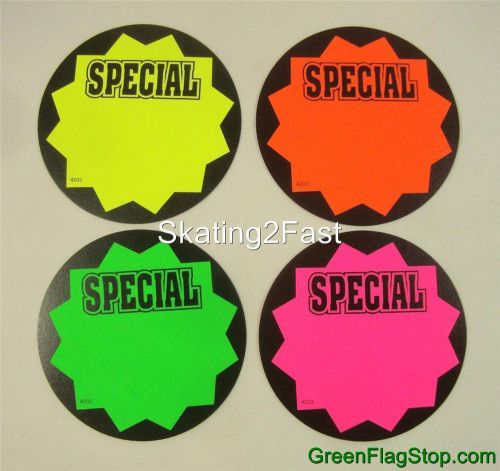 Special 100 Circle Star Burst 5&#034; Sign Cards 4 - Colors Retail Store Supplies