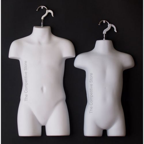 Toddler &amp; child white mannequin forms set for boys &amp; girls clothes 18mo-7 sizes for sale