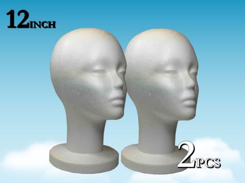 WIG STYROFOAM HEAD FOAM MANNEQUIN DISPLAY 12&#034; (2PCS)